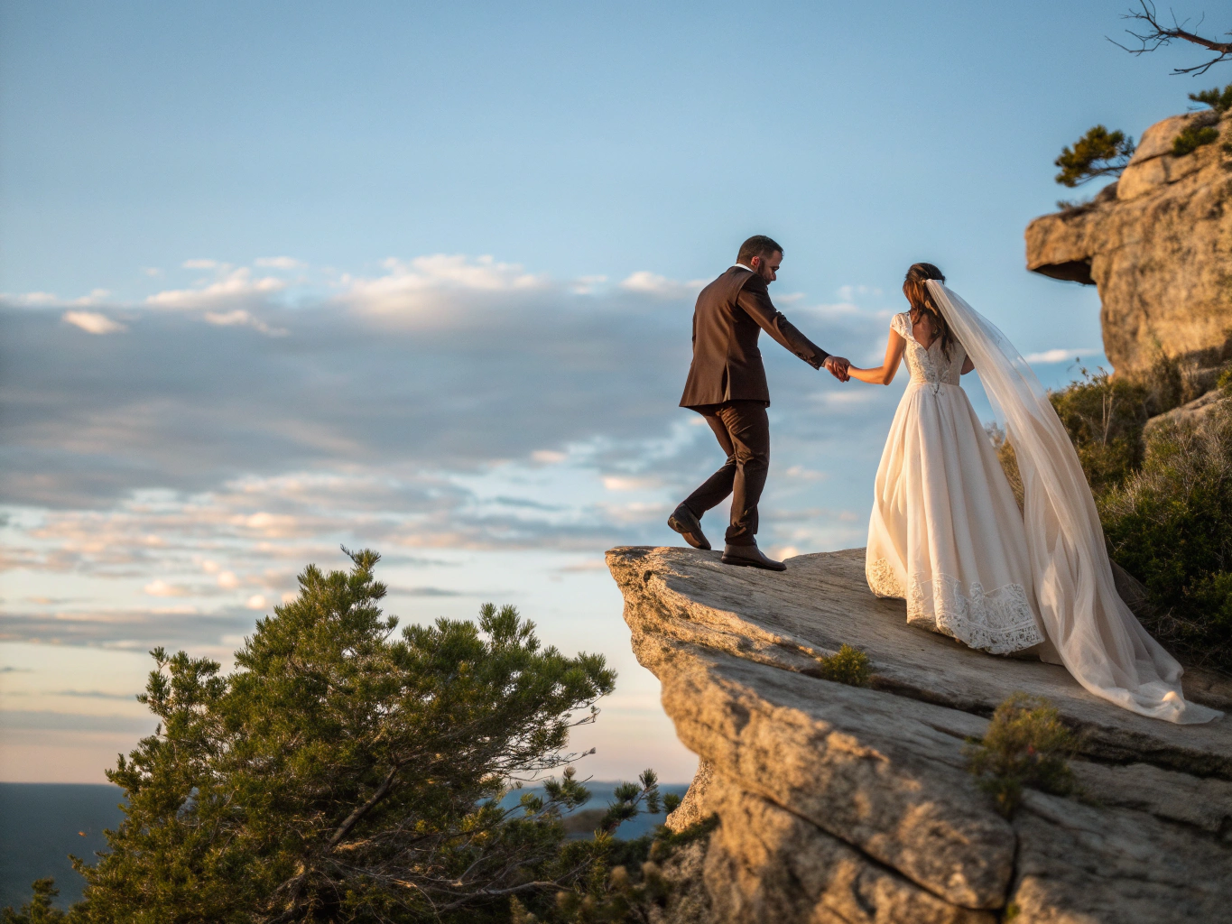 Cinematic golden hour wedding portraits of a couple in Alicante by Mundo Film Works